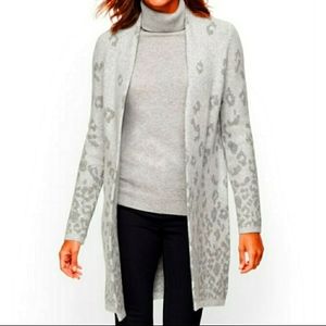 Talbots gray leapord print sweater